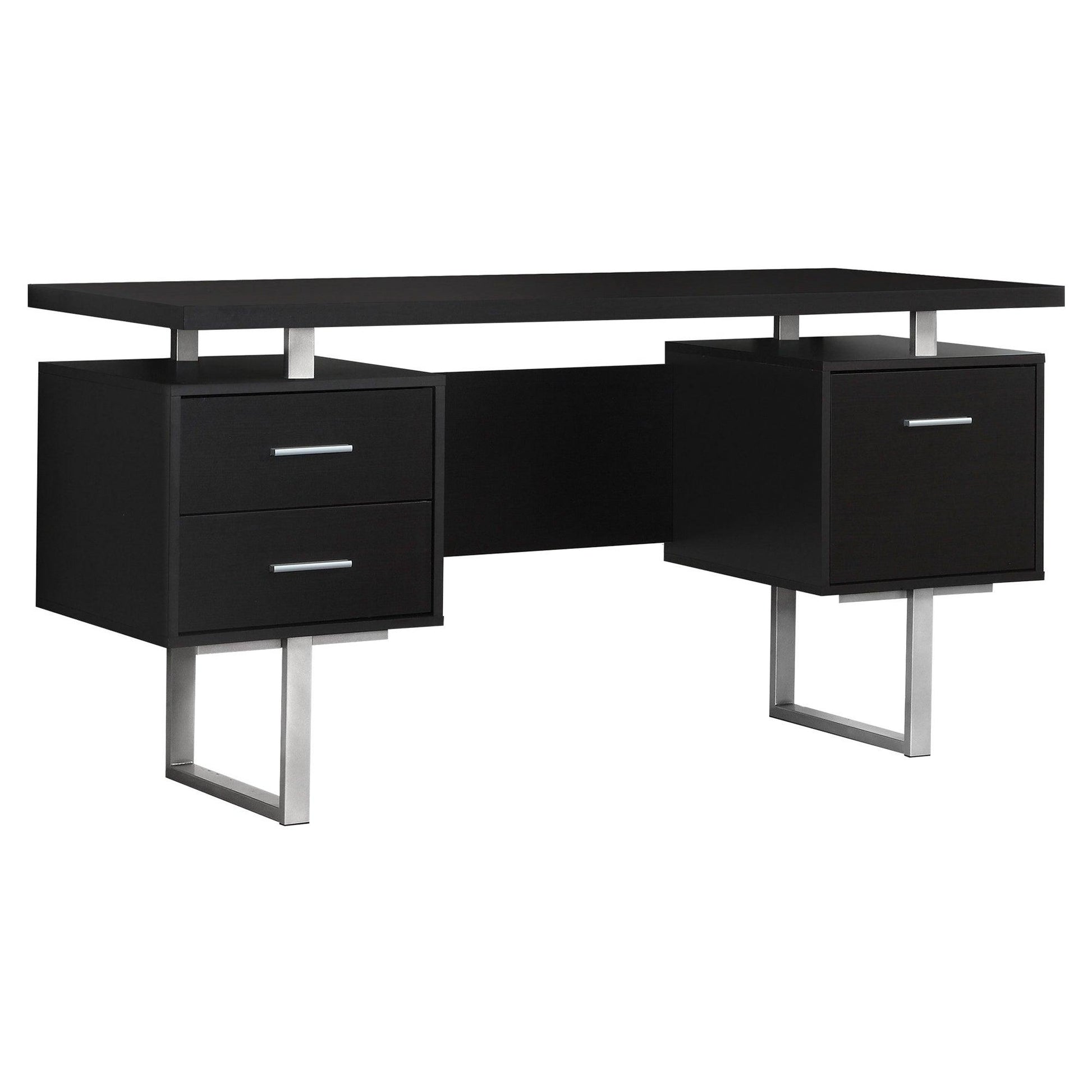 23.75" x 60" x 30.25" Black Grey Particle Board Hollow Core Metal Computer Desk With A Hollow Core - AFS