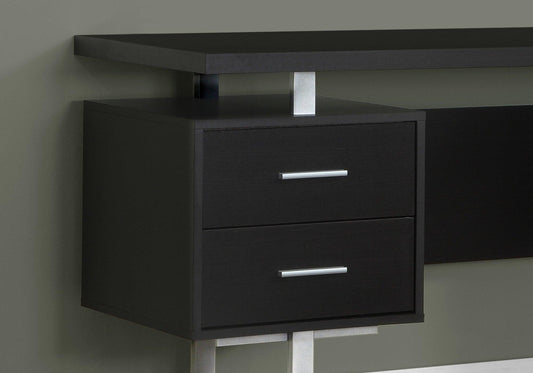 23.75" x 60" x 30.25" Black Grey Particle Board Hollow Core Metal Computer Desk With A Hollow Core - AFS