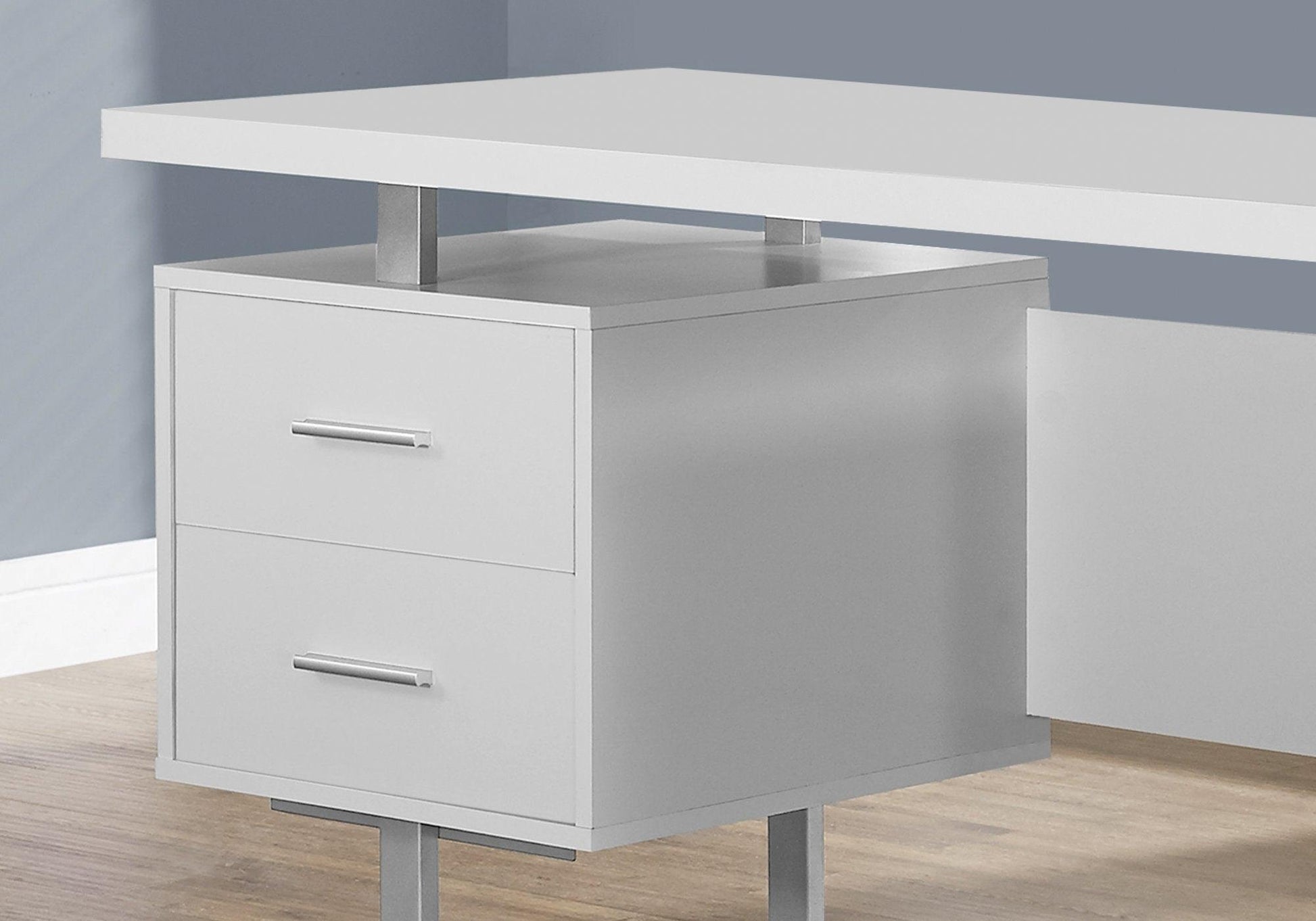 23.75" x 60" x 30.25" Black Grey Particle Board Hollow Core Metal Computer Desk With A Hollow Core - AFS