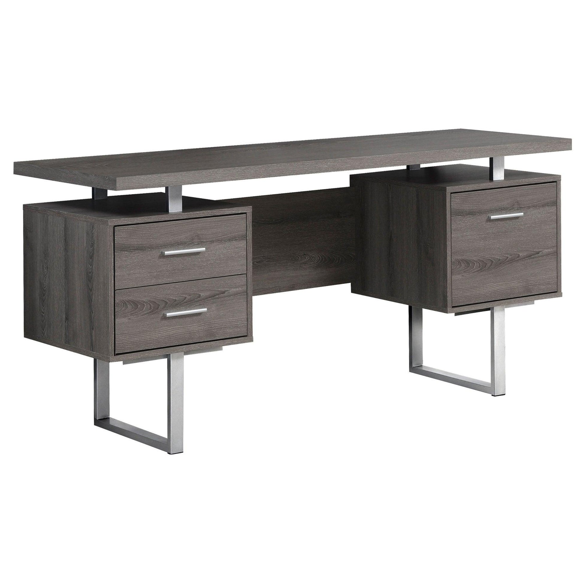 23.75" x 60" x 30.25" Black Grey Particle Board Hollow Core Metal Computer Desk With A Hollow Core - AFS