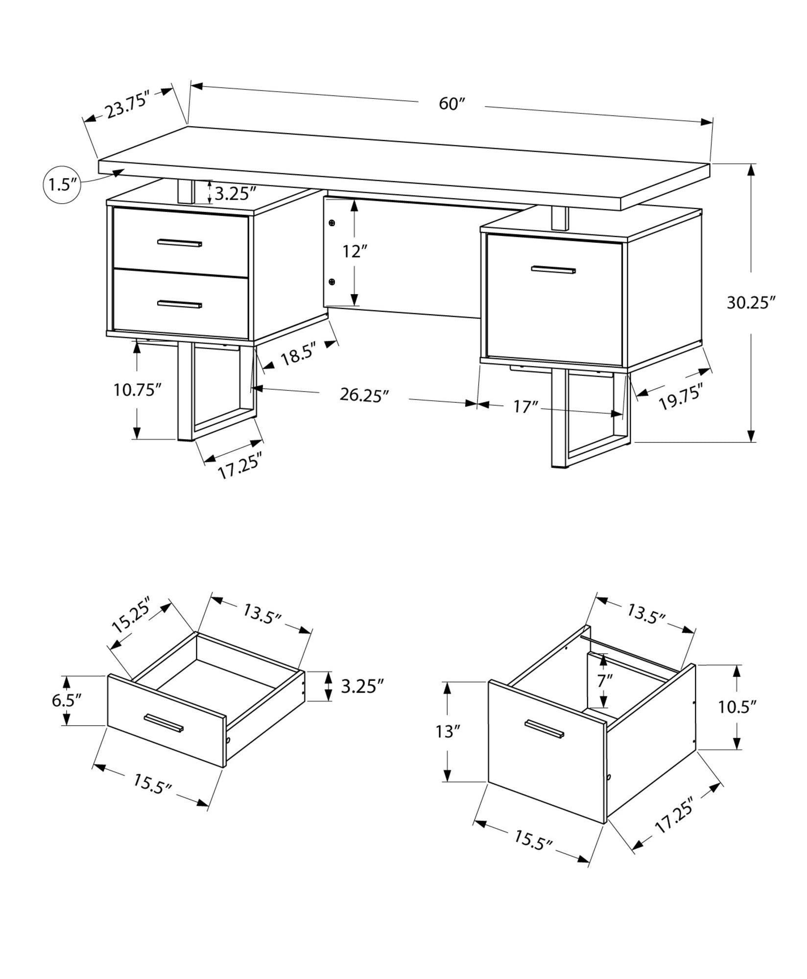 23.75" x 60" x 30.25" Black Grey Particle Board Hollow Core Metal Computer Desk With A Hollow Core - AFS