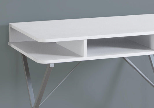 19.75" x 31.5" x 29.75" White Silver Metal Computer Desk - AFS