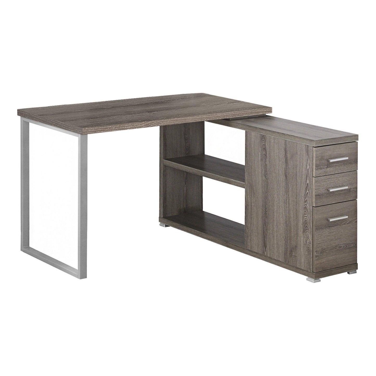 47.25" x 47.25" x 29.5" Black Grey Particle Board Hollow Core Metal Computer Desk With A Grey Top - AFS