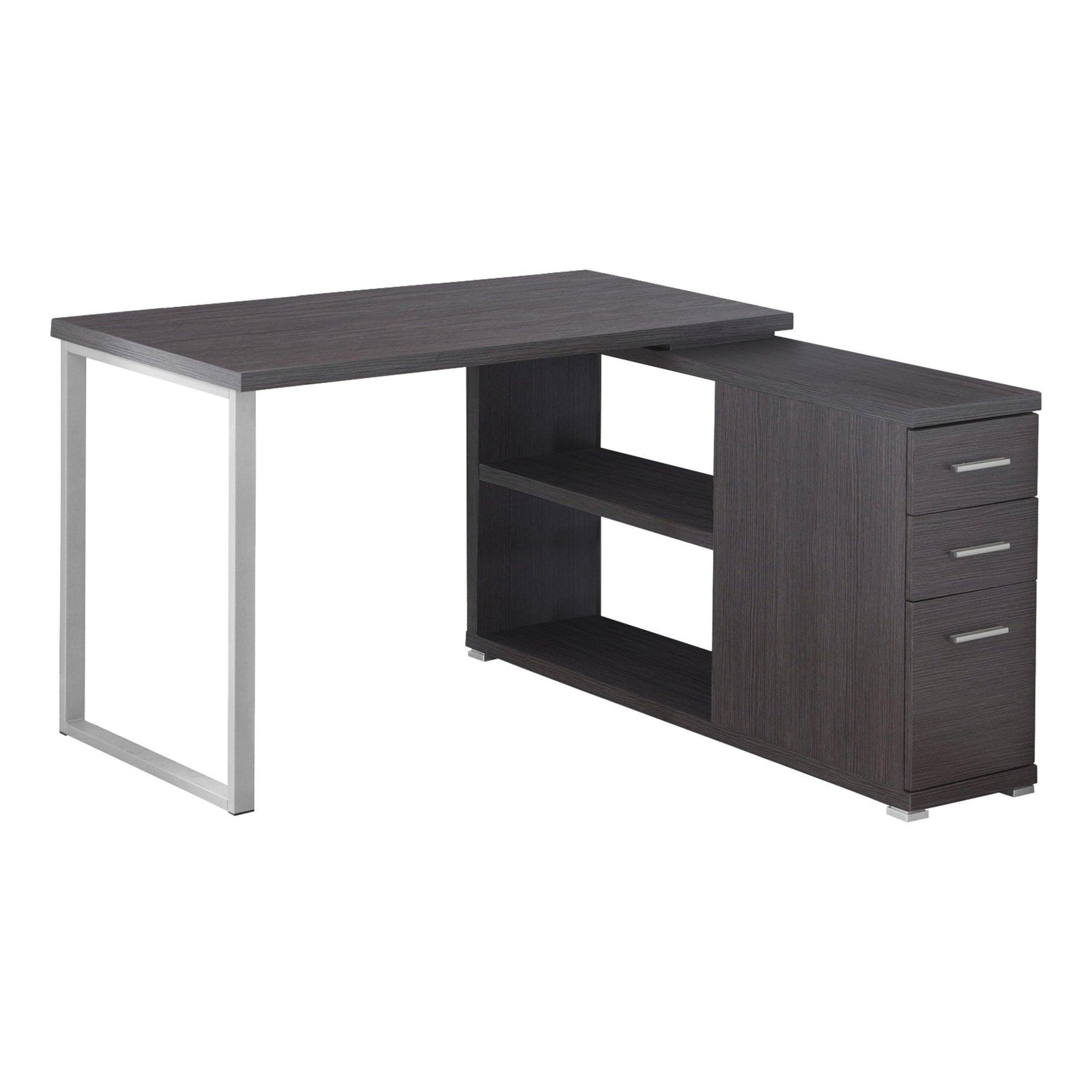 47.25" x 47.25" x 29.5" Black Grey Particle Board Hollow Core Metal Computer Desk With A Grey Top - AFS