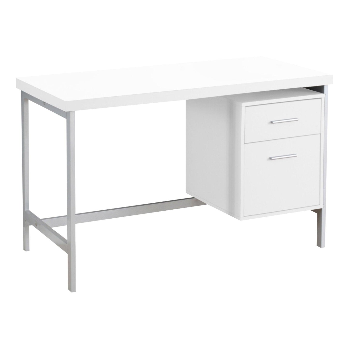 23.75" x 47.25" x 30.75" White Silver Particle Board Hollow Core Metal Computer Desk - AFS