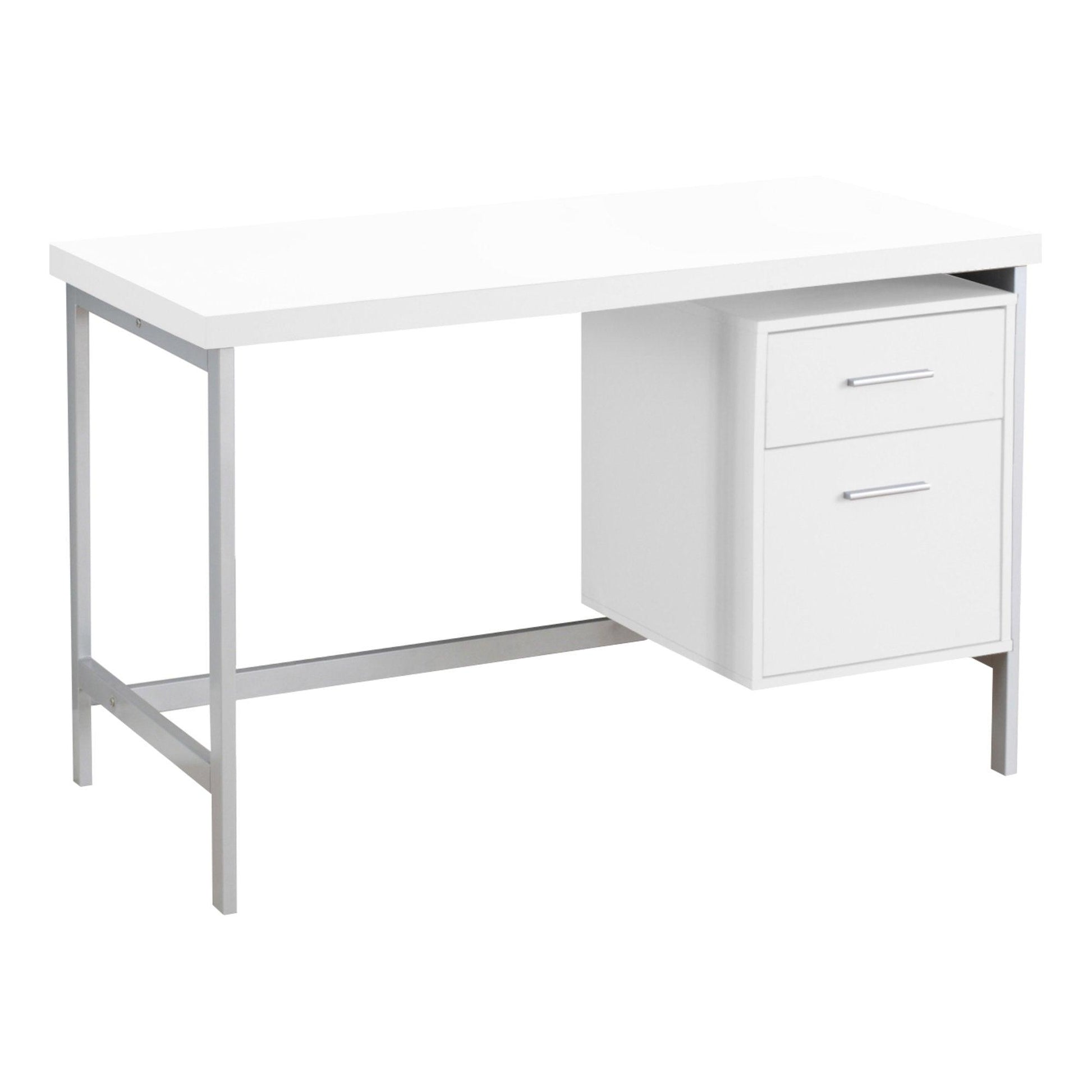 23.75" x 47.25" x 30.75" White Silver Particle Board Hollow Core Metal Computer Desk - AFS