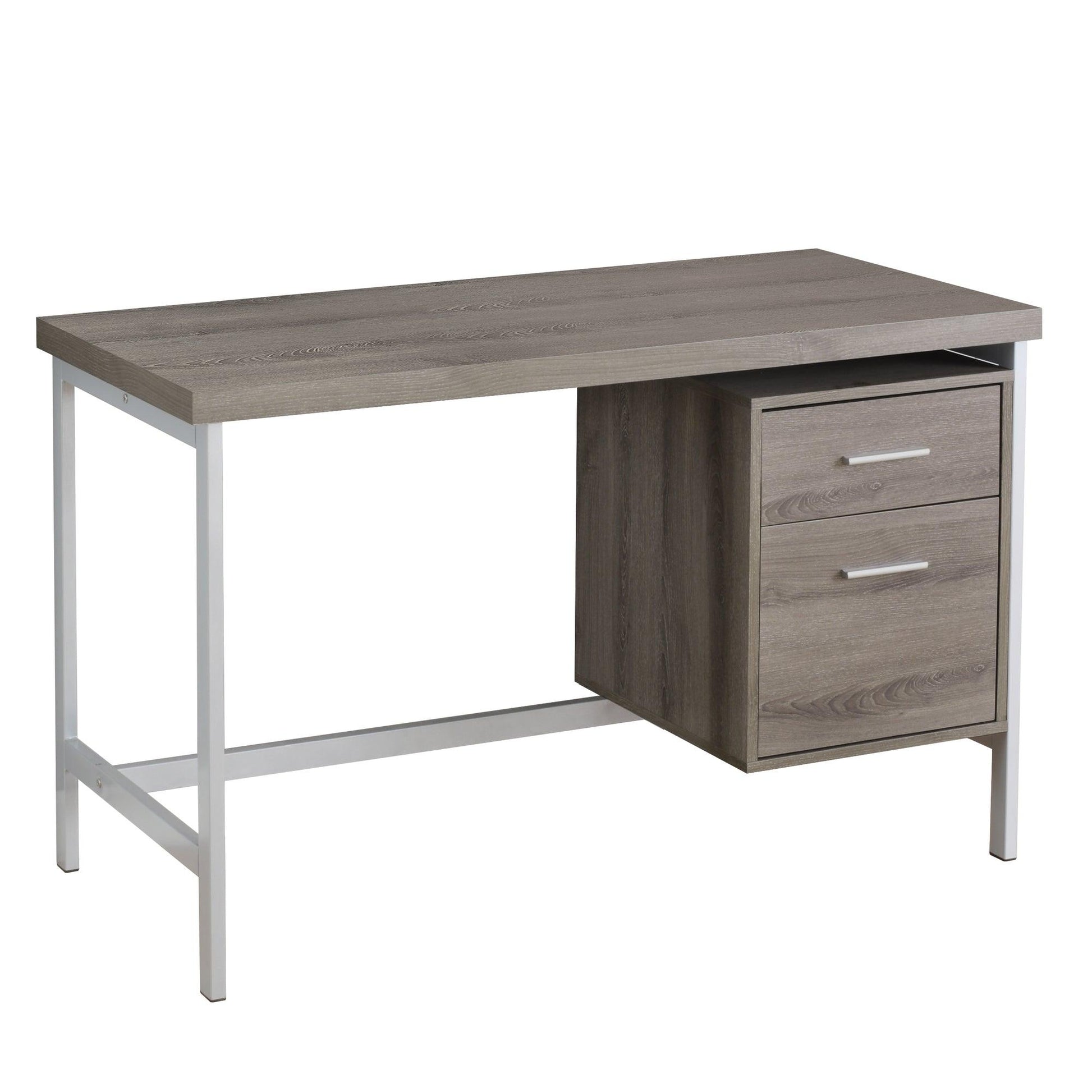 23.75" x 47.25" x 30.75" White Silver Particle Board Hollow Core Metal Computer Desk - AFS