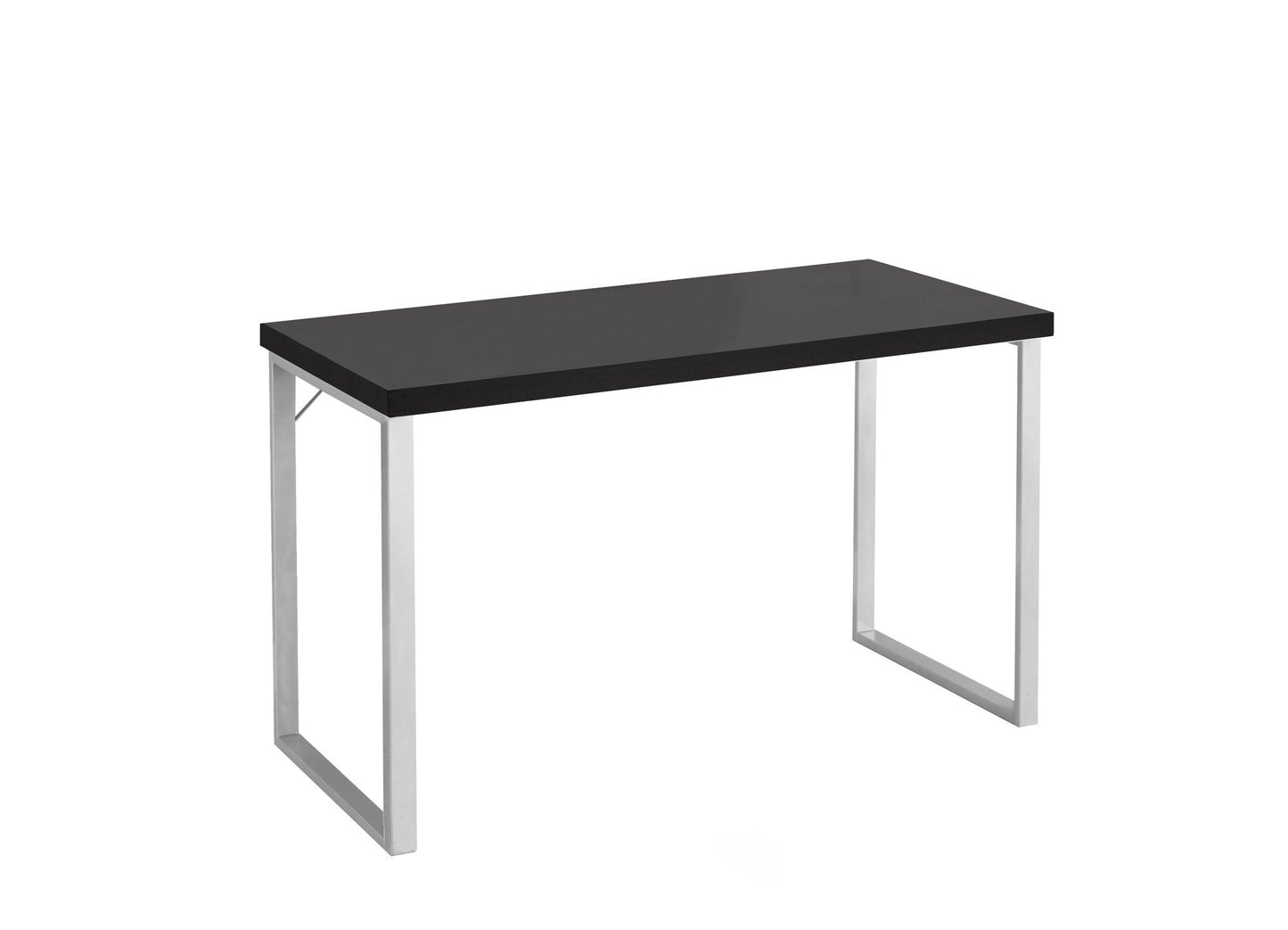 23.75" x 47.25" x 30" Cappuccino Silver Particle Board Hollow Core Metal Computer Desk - AFS