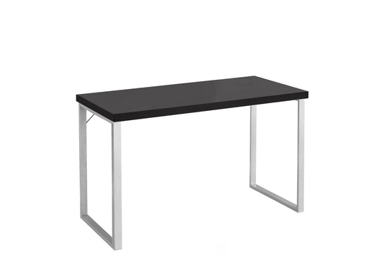 23.75" x 47.25" x 30" Cappuccino Silver Particle Board Hollow Core Metal Computer Desk - AFS