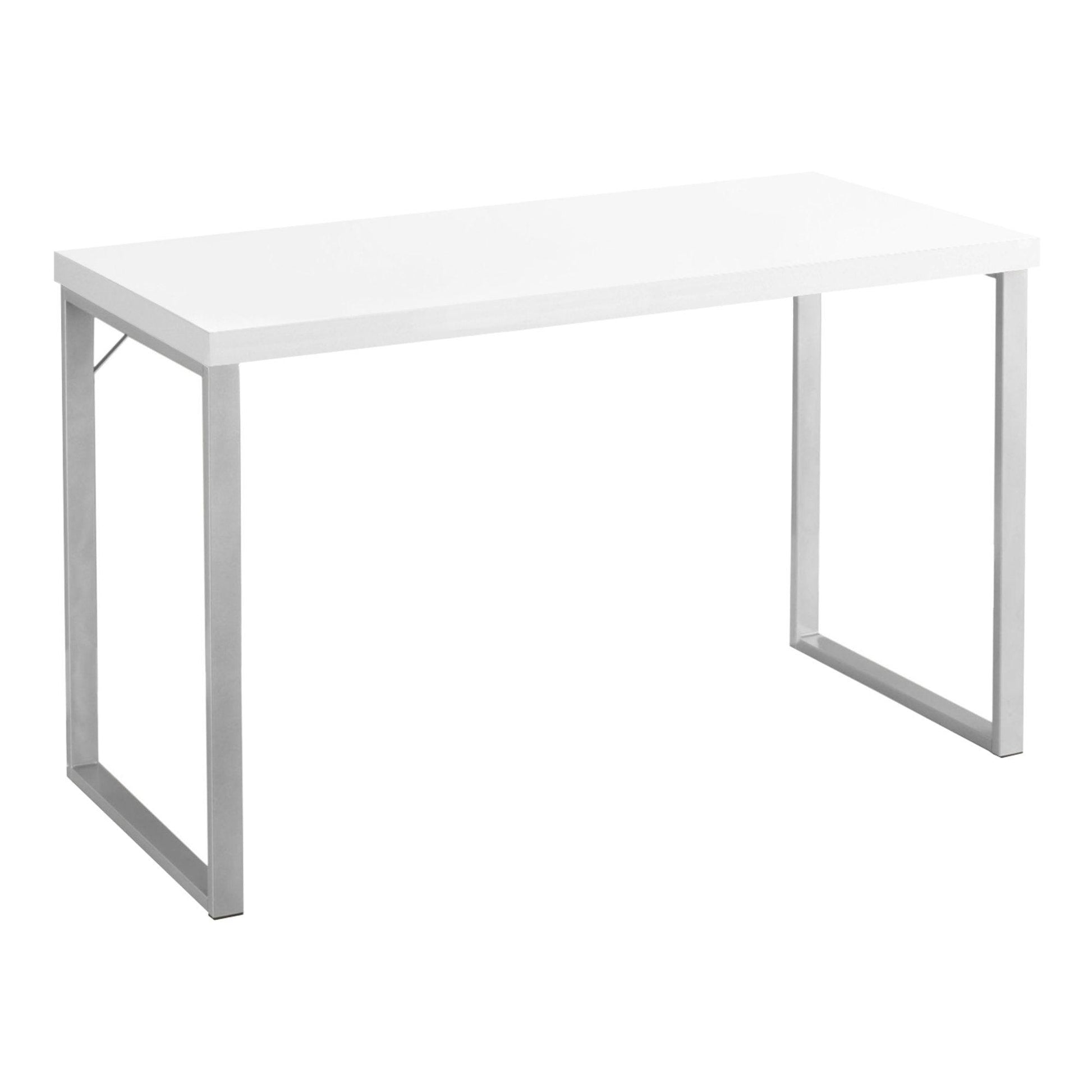 23.75" x 47.25" x 30" Cappuccino Silver Particle Board Hollow Core Metal Computer Desk - AFS