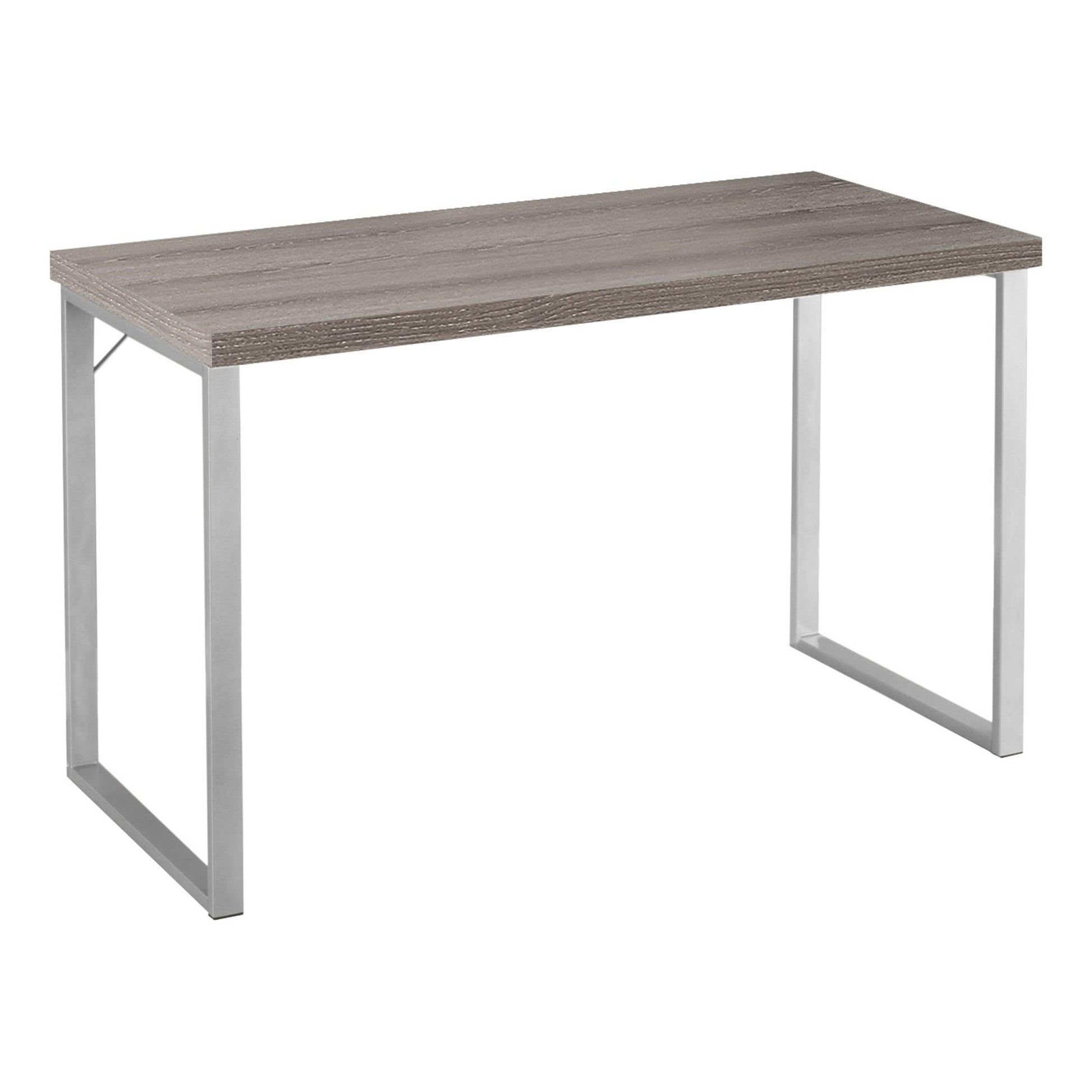 23.75" x 47.25" x 30" Cappuccino Silver Particle Board Hollow Core Metal Computer Desk - AFS