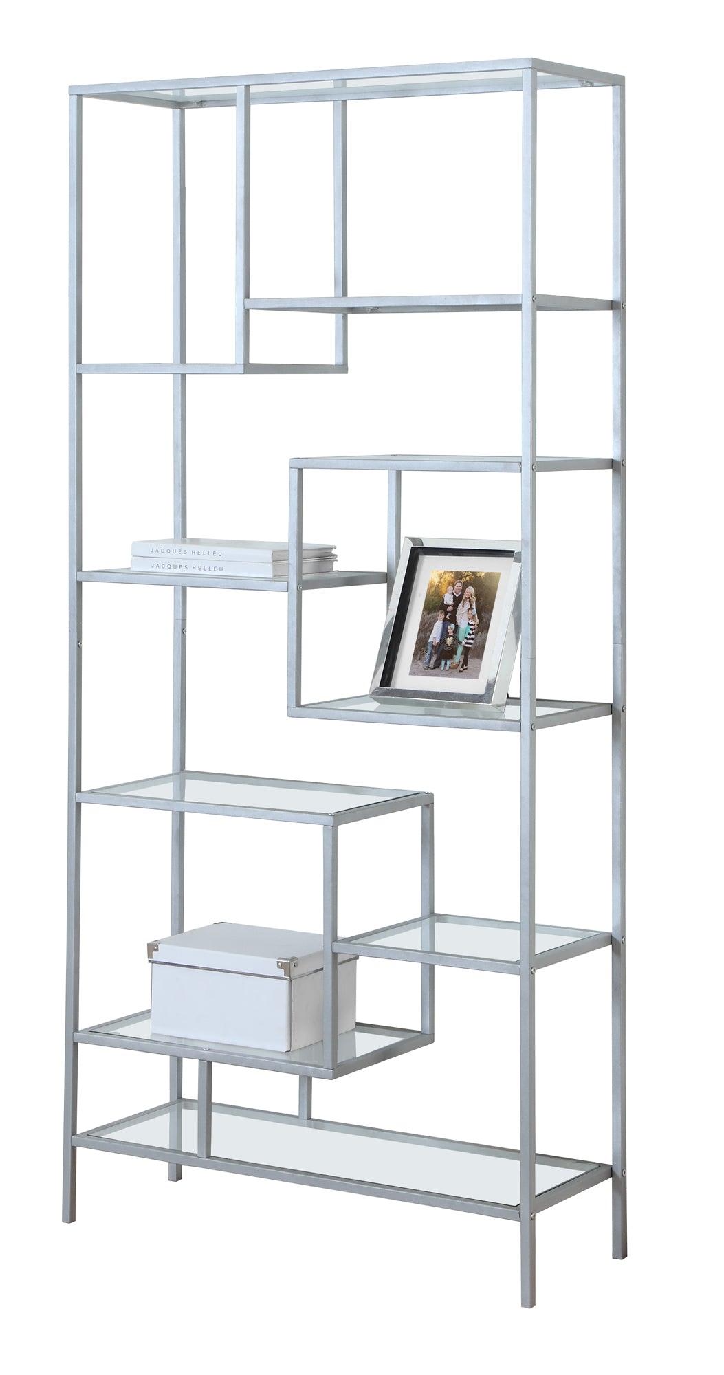 72" Metal and Tempered Glass Bookcase - AFS