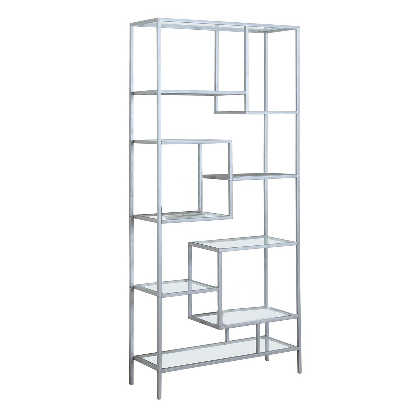 72" Metal and Tempered Glass Bookcase - AFS