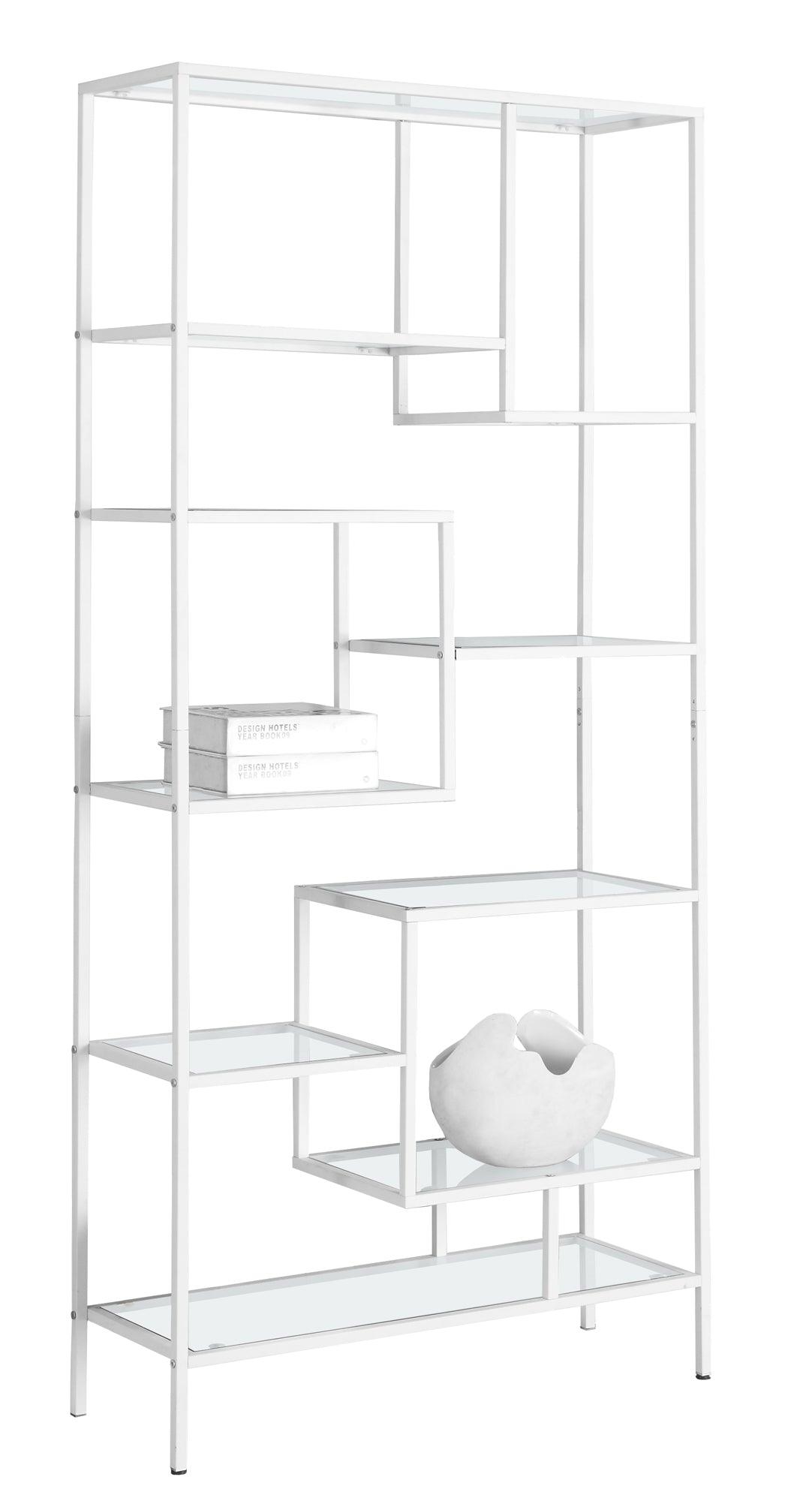 72" Metal and Tempered Glass Bookcase - AFS