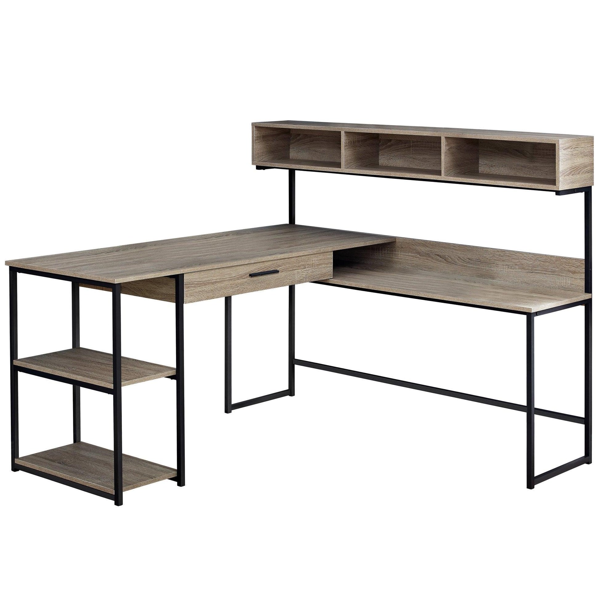 59" x 59" x 47.25" Grey Black Metal Corner Computer Desk - AFS