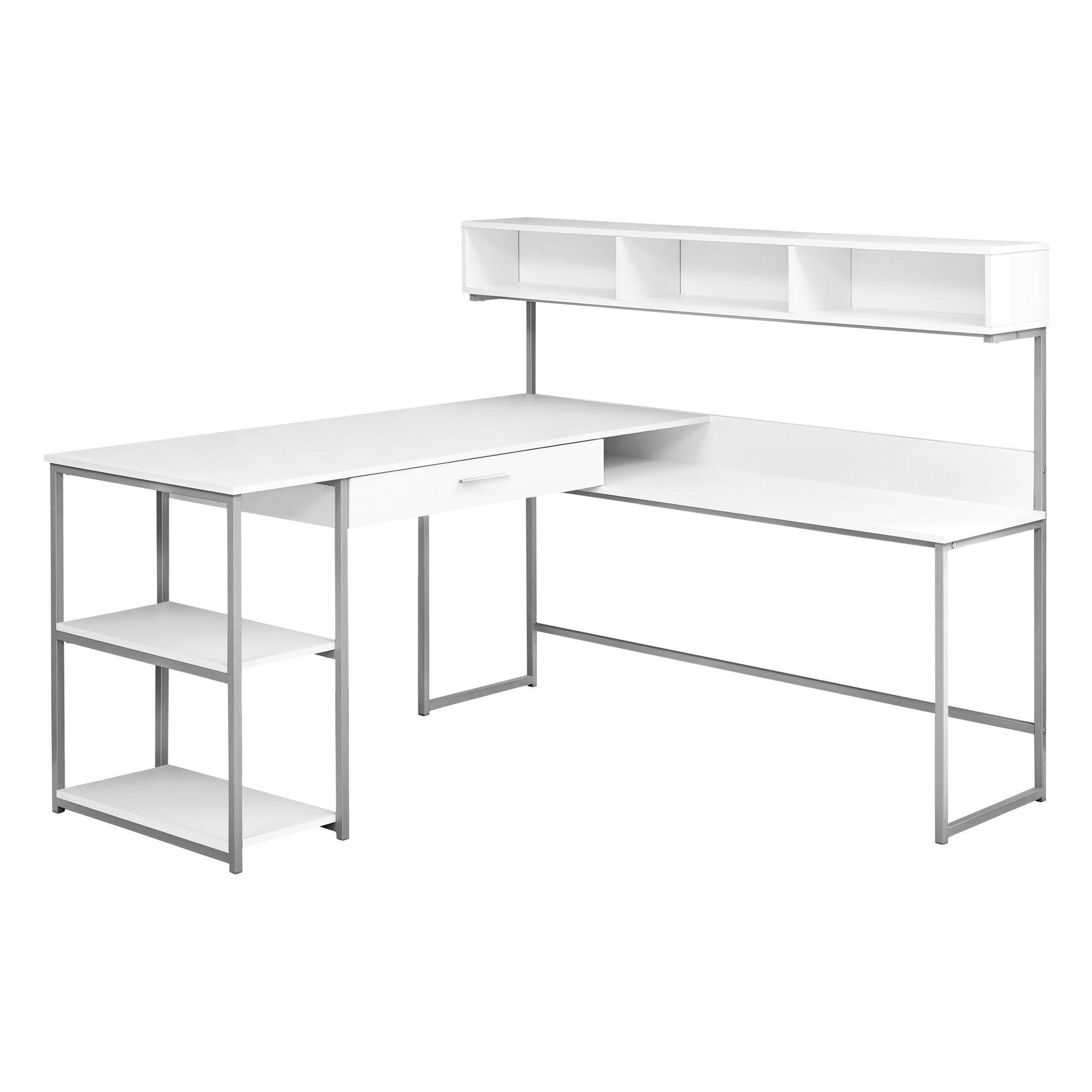 59" x 59" x 47.25" Grey Black Metal Corner Computer Desk - AFS