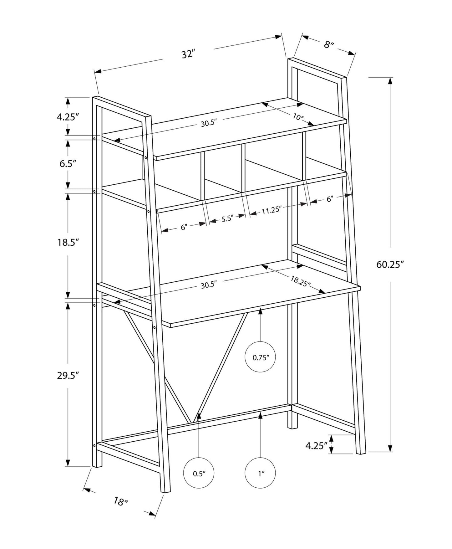 18" x 32" x 60" White TopwithWhite Metal Computer Desk - AFS