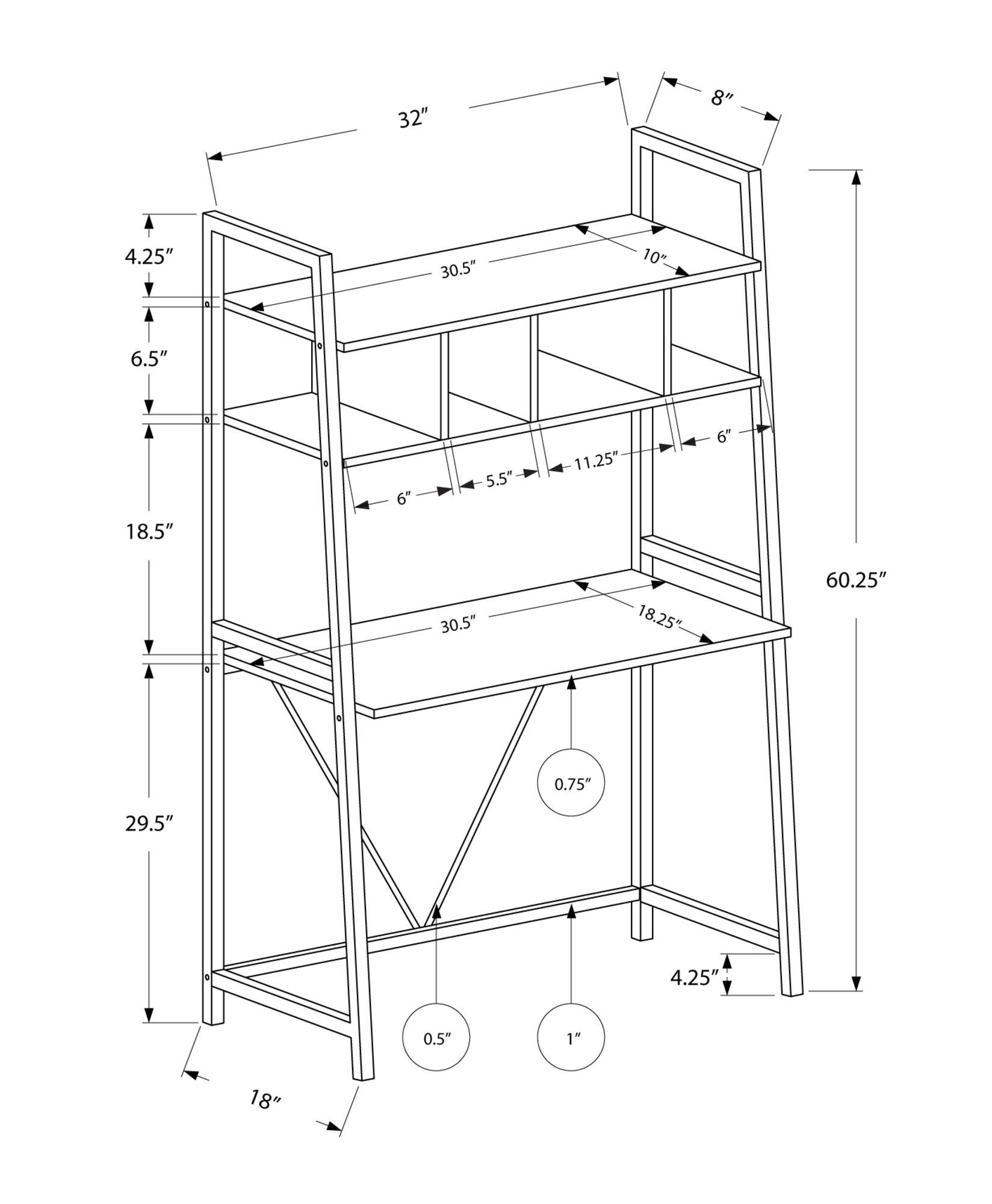 18" x 32" x 60" White TopwithWhite Metal Computer Desk - AFS