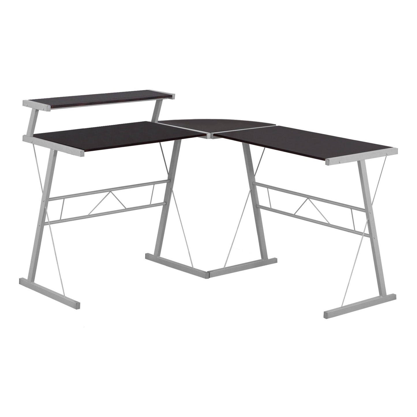 18.25" x 48.25" x 36.75" Cappuccino Silver Metal Computer Desk - AFS