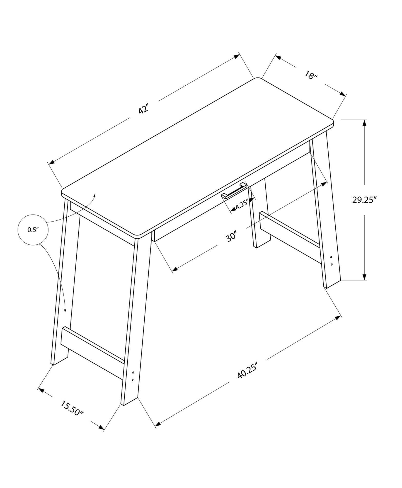 18" x 42" x 29.25" Cappuccino Particle Board Storage Drawer Computer Desk - AFS