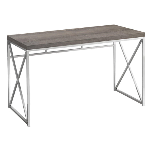 29.75" Dark Taupe Particle Board and Chrome Metal Computer Desk - AFS