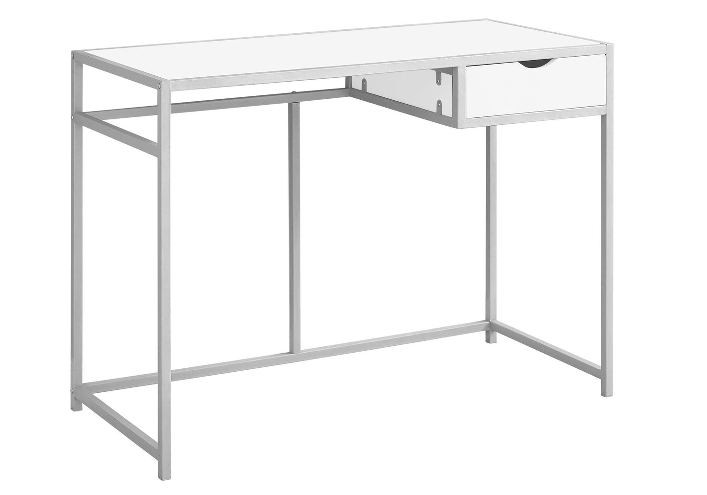 20" x 42.25" x 30" White Silver Mdf Metal Computer Desk - AFS