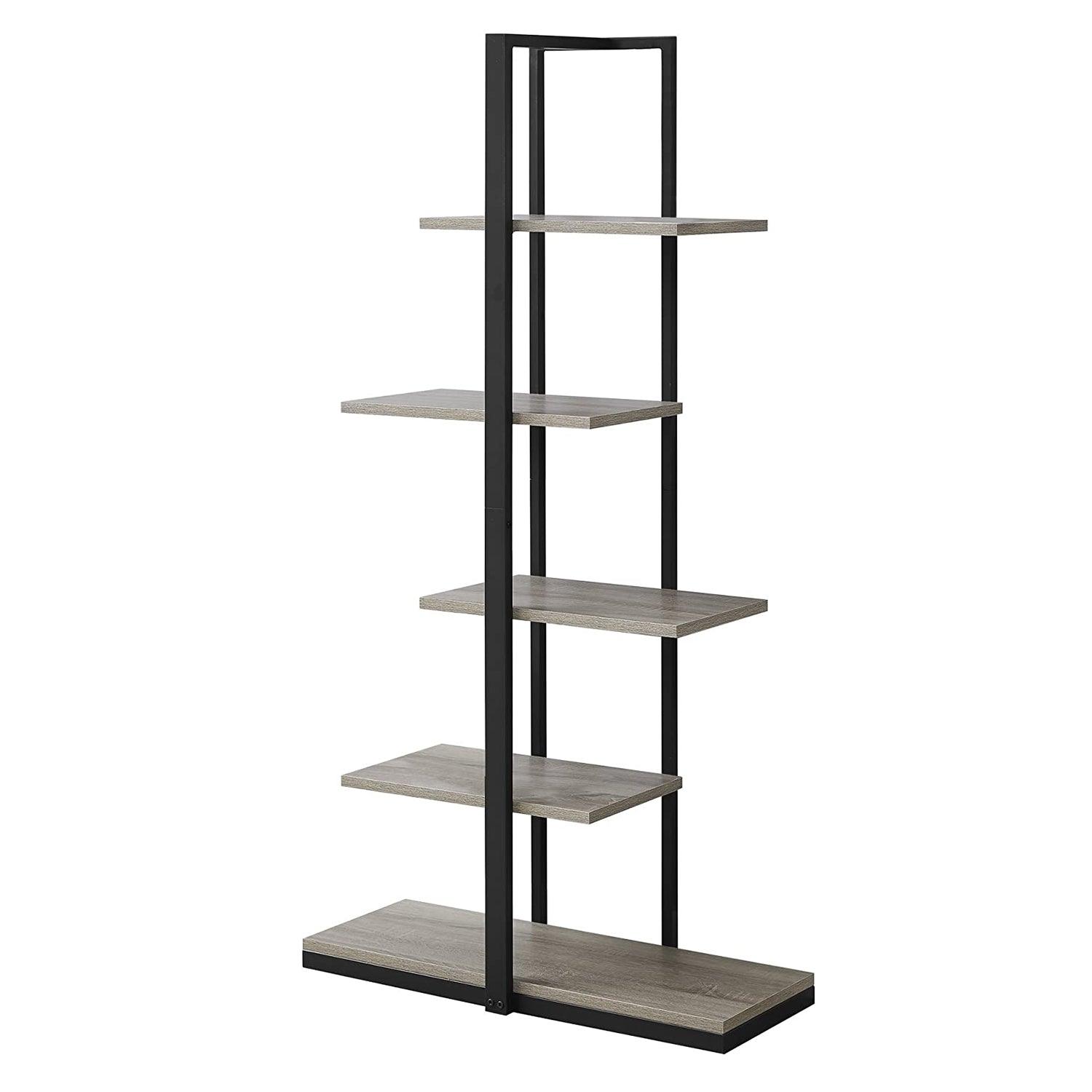 13" x 32" x 60" Black Mdf Metal Bookshelf - AFS