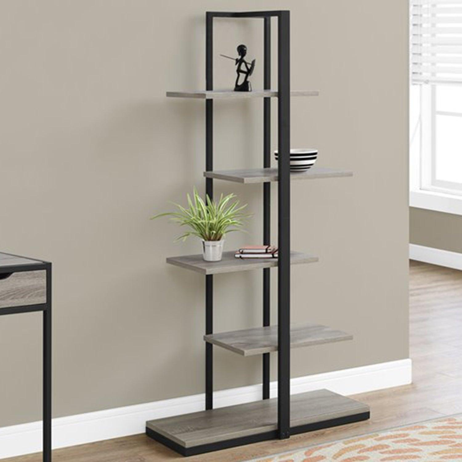 13" x 32" x 60" Black Mdf Metal Bookshelf - AFS