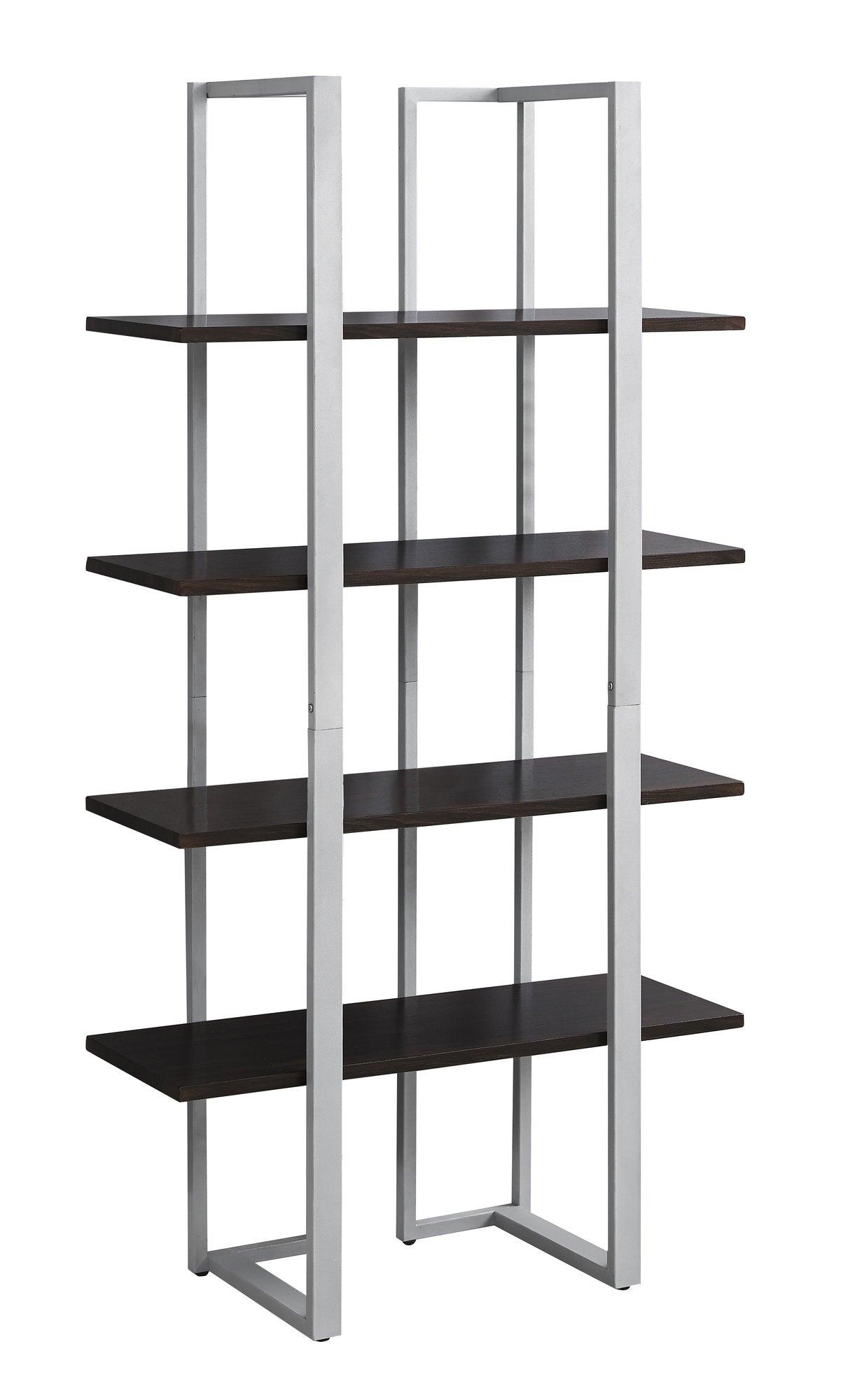 13.25" x 32" x 60" Cappuccino Silver Mdf Metal Bookshelf - AFS