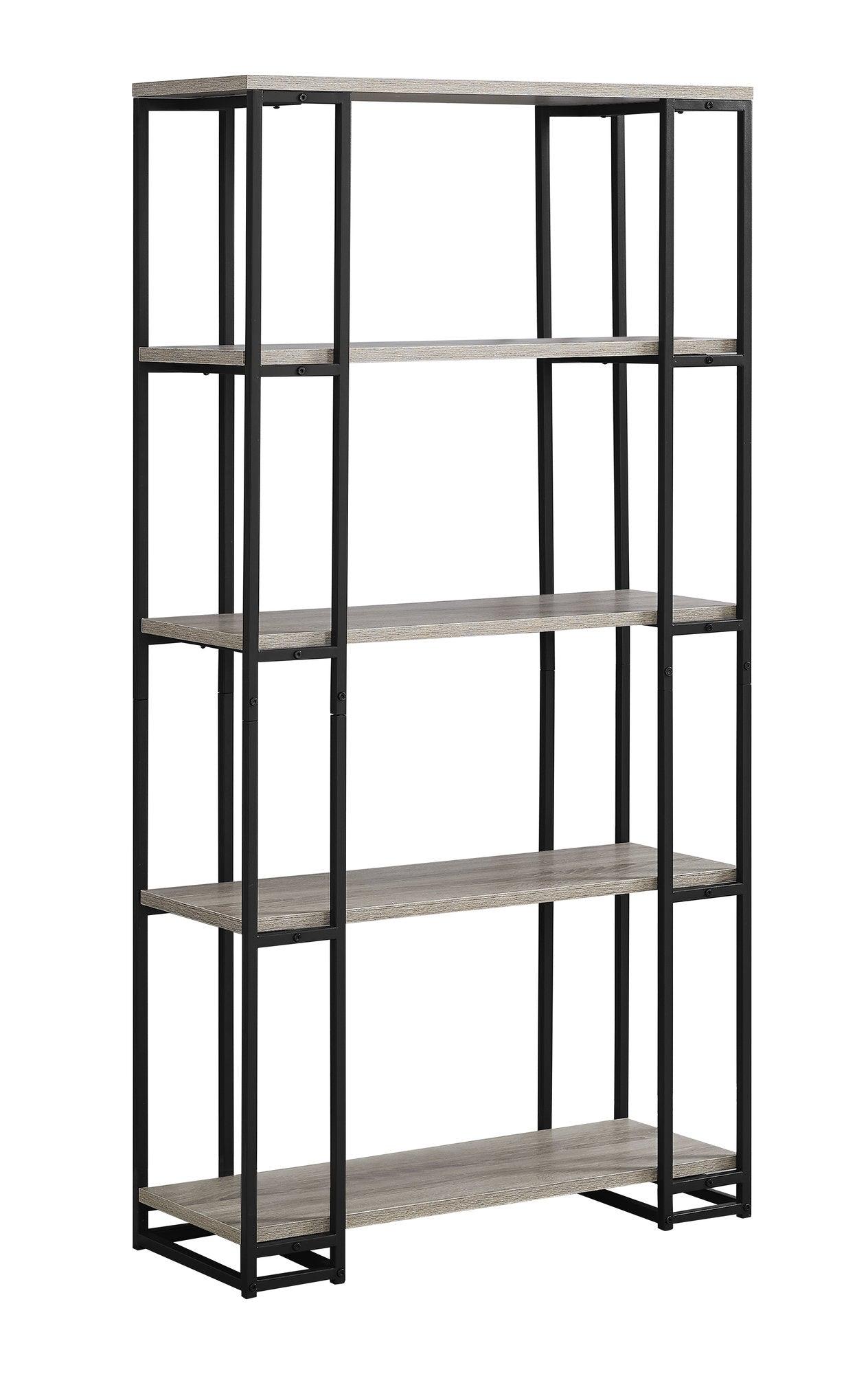 12.5" x 32" x 62" Dark Taupe Black Mdf Metal Bookcase - AFS