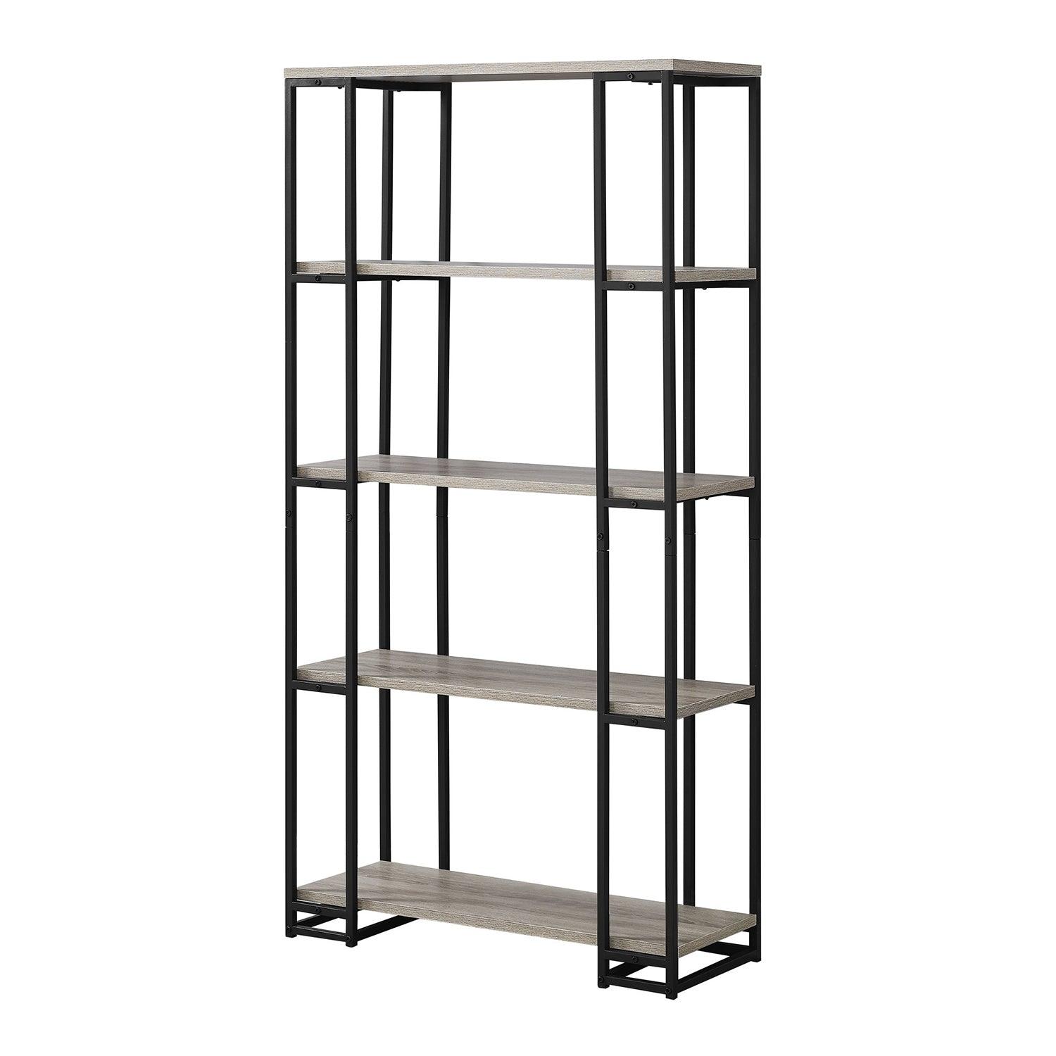 12.5" x 32" x 62" Dark Taupe Black Mdf Metal Bookcase - AFS