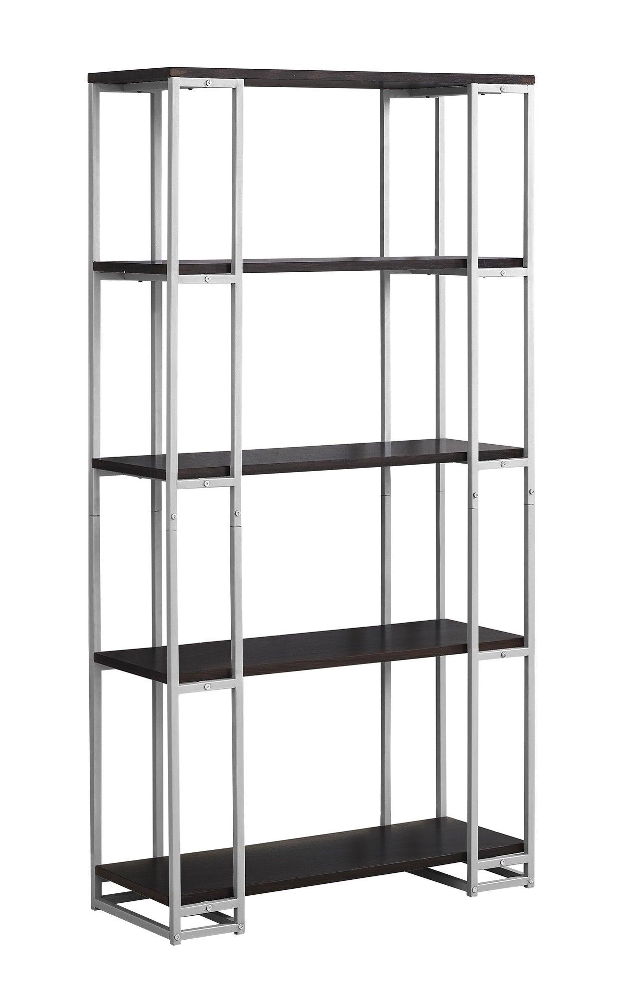 12.5" x 32" x 62" Dark Taupe Black Mdf Metal Bookcase - AFS