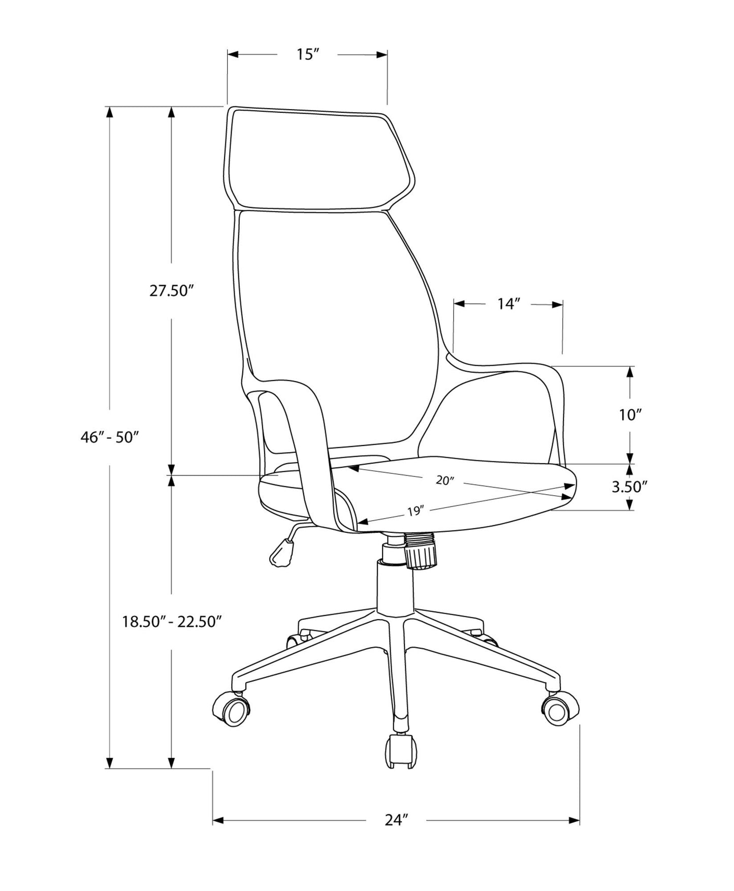 26" x 25" x 96" Black Foam Polypropylene Microfiber High Back Office Chair - AFS