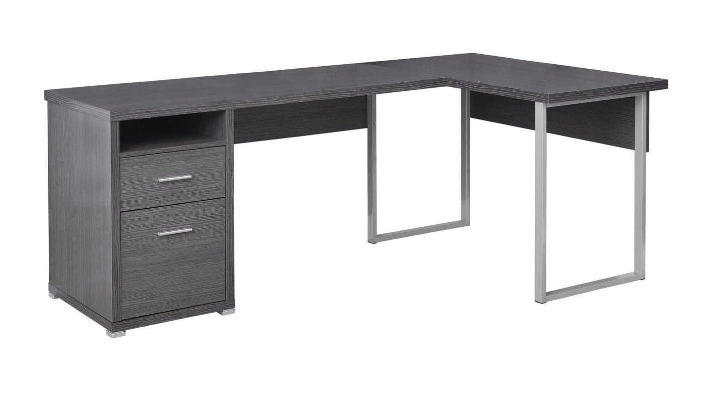 47.25" x 78.75" x 30" Black Grey Particle Board Hollow Core Metal Computer Desk - AFS