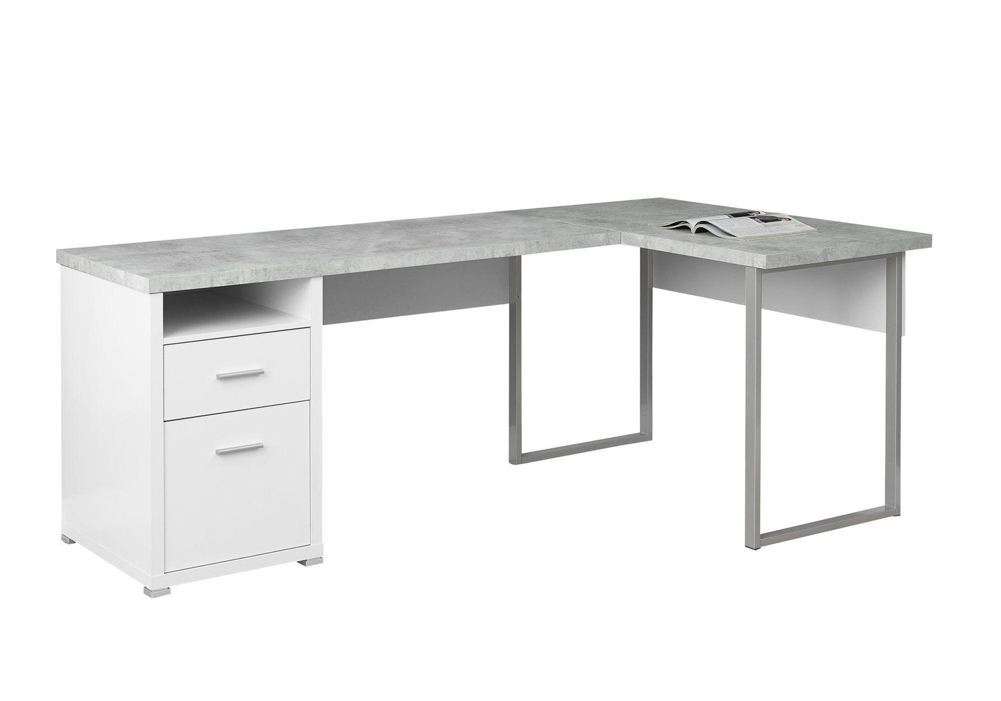 47.25" x 78.75" x 30" Black Grey Particle Board Hollow Core Metal Computer Desk - AFS