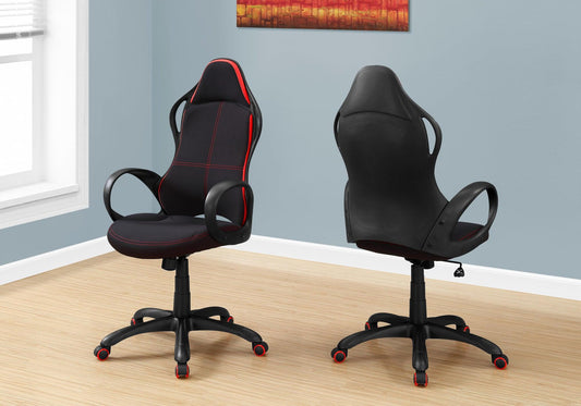 46" Black and Red Fabric Multi Position Office Chair - AFS