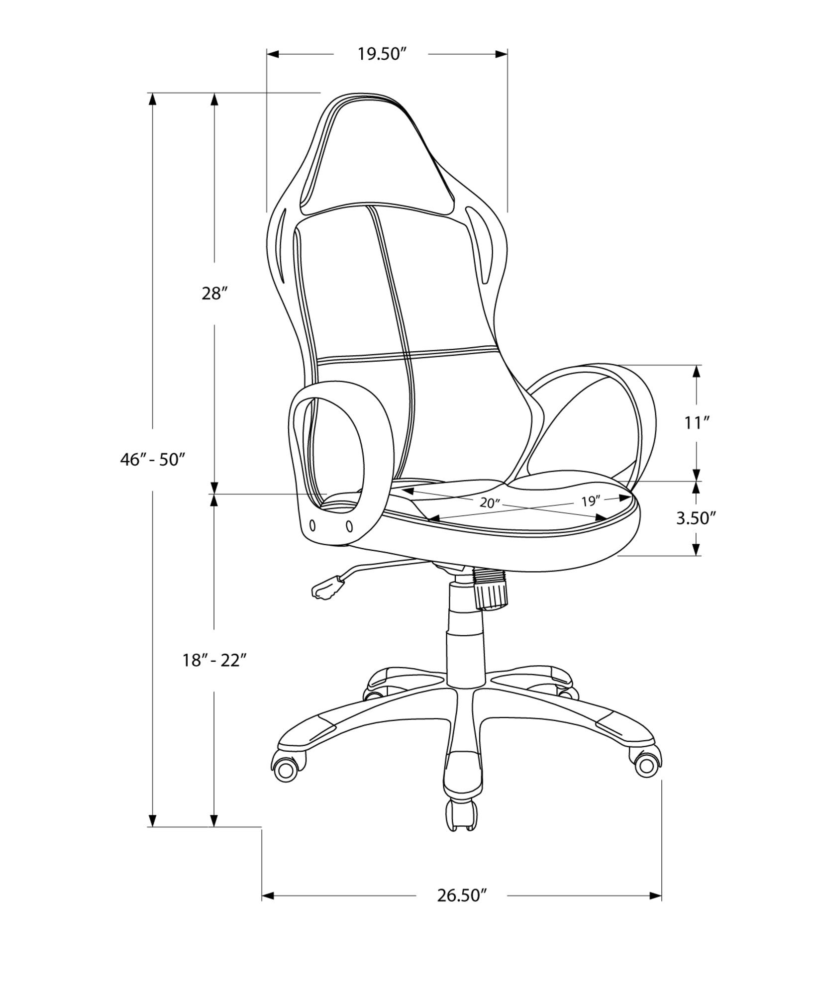 46" Black and Red Fabric Multi Position Office Chair - AFS