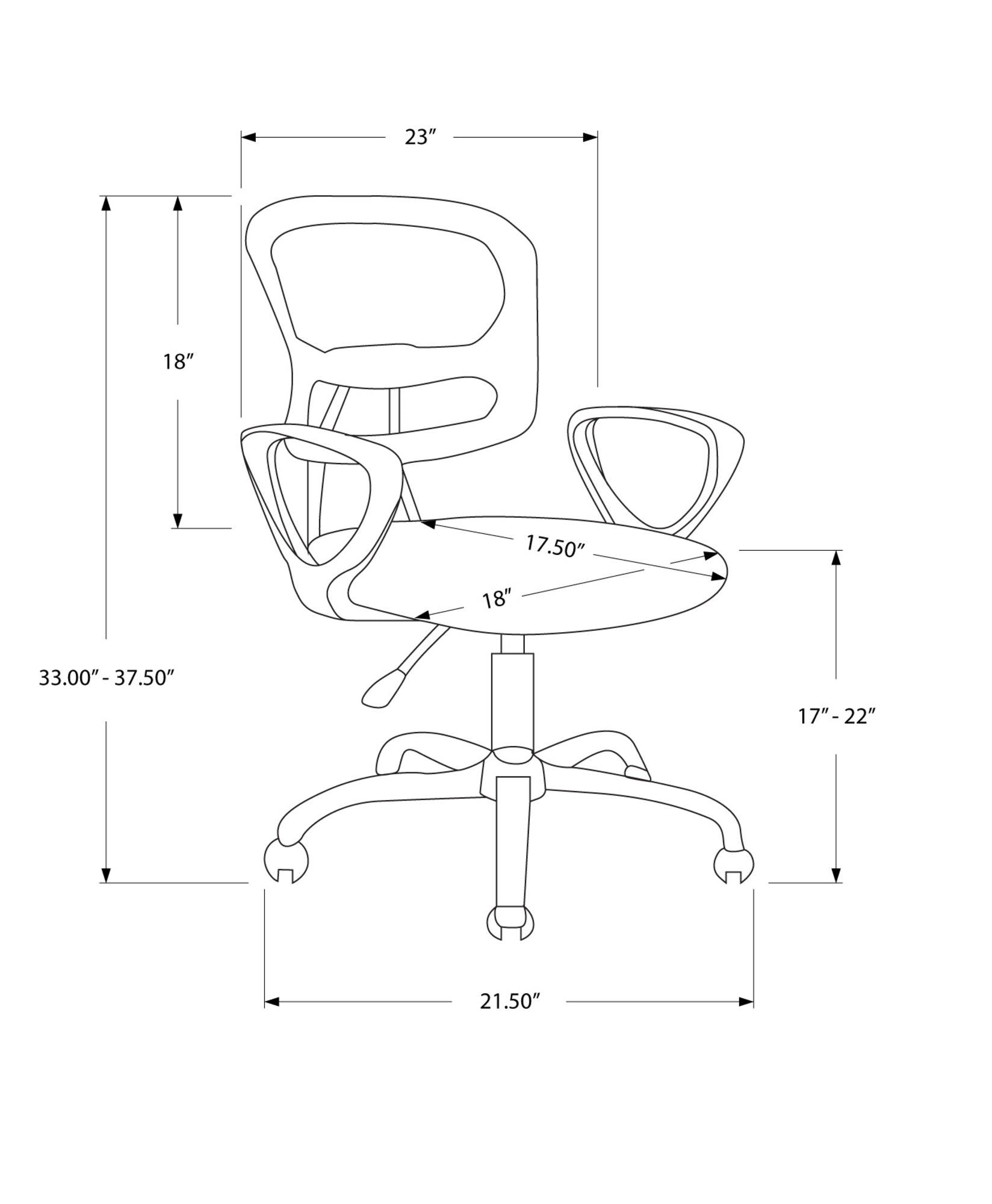 21.5" x 23" x 33" Black Foam Metal Polypropylene Polyester Office Chair - AFS