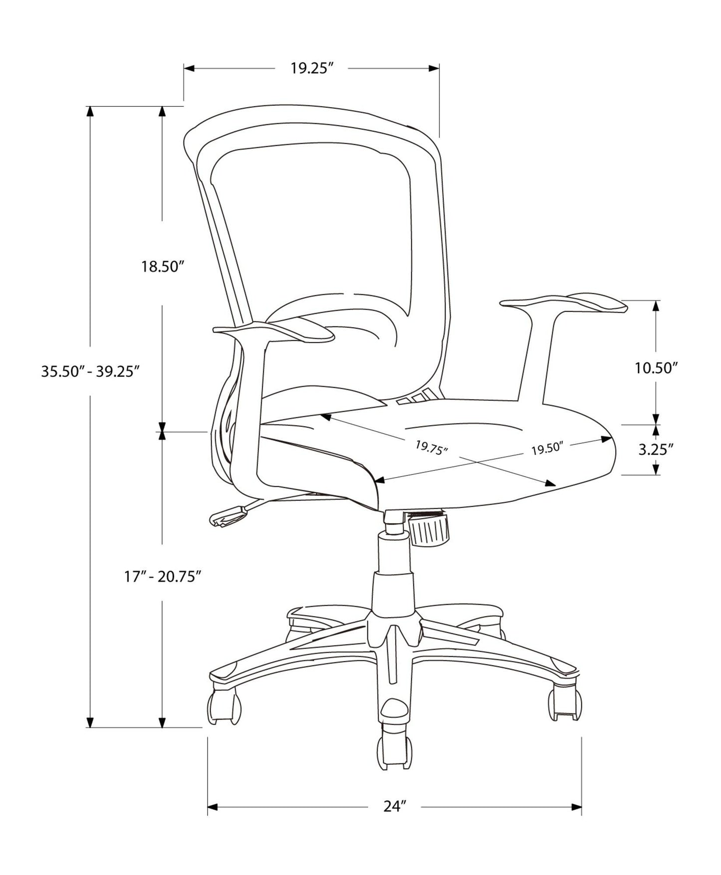 35.5" Foam MDF Polypropylene and Metal Multi Position Office Chair - AFS