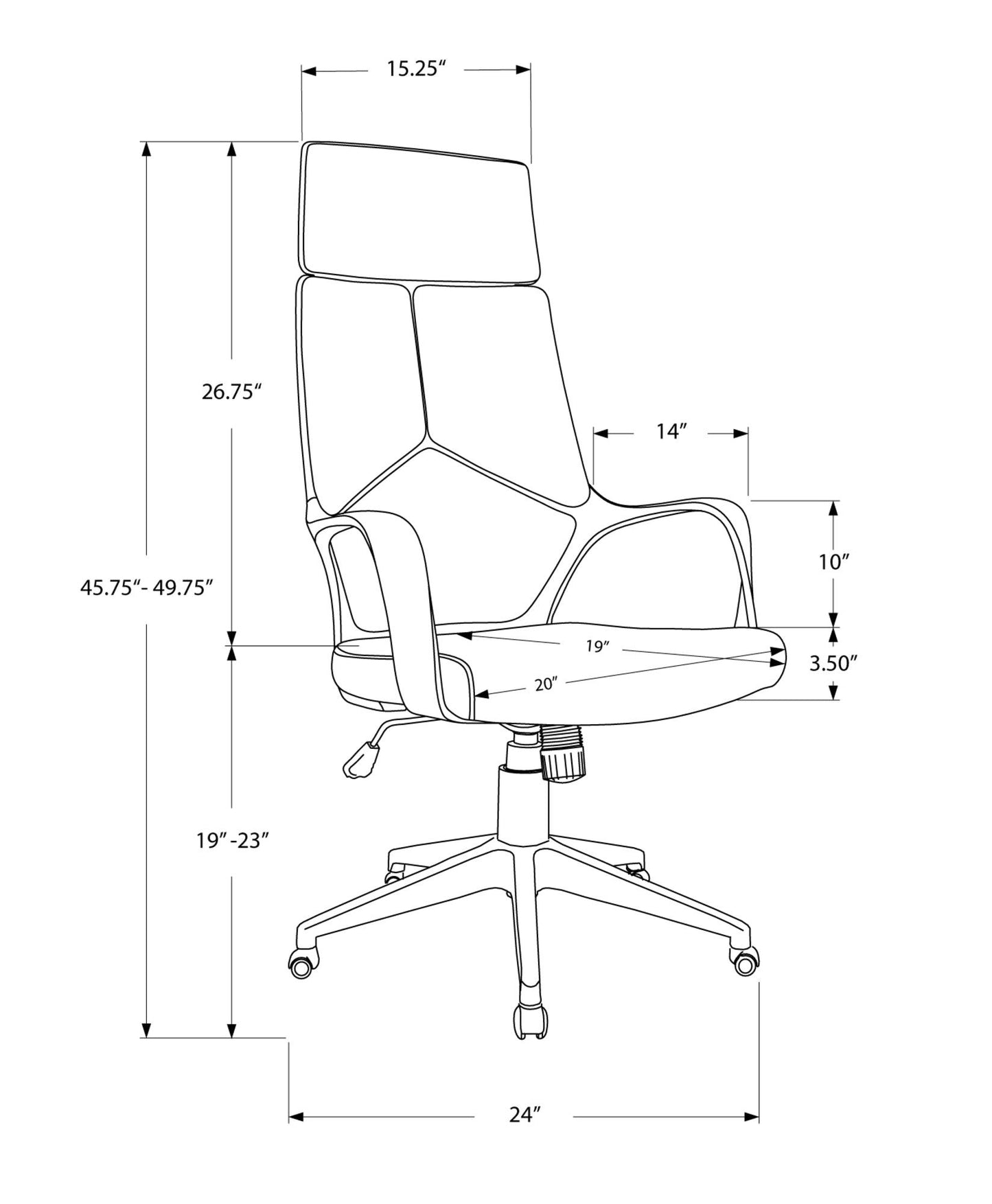 45.75" Foam White Polypropylene MDF and Metal High Back Office Chair - AFS