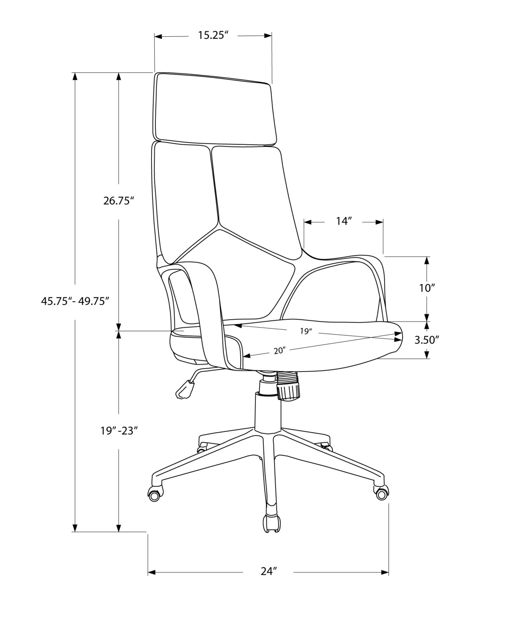 45.75" Foam White Polypropylene MDF and Metal High Back Office Chair - AFS