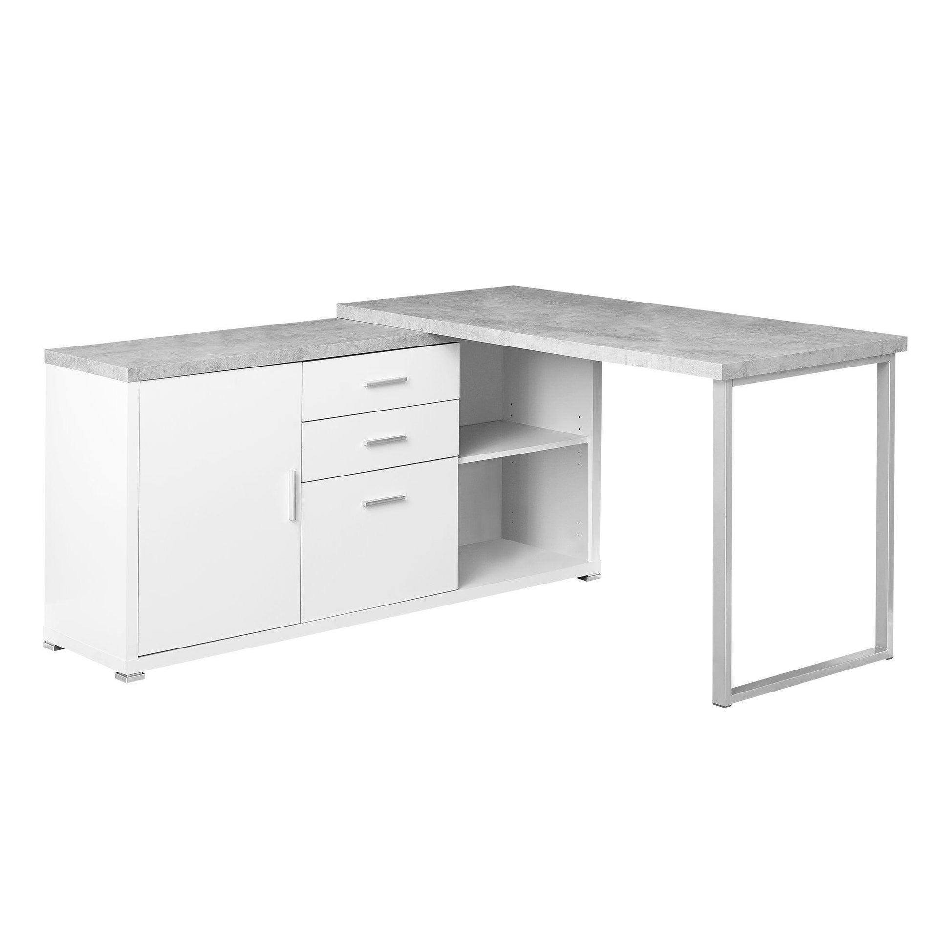 57" x 57" x 29.75" Dark Taupe Silver Particle Board Hollow Core Metal Computer Desk - AFS