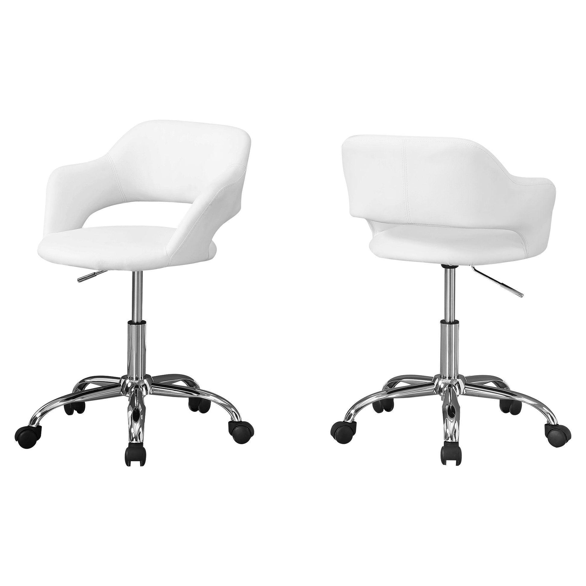 21" x 22.5" x 29" White Foam Metal Leather Look Lift Base Office Chair - AFS