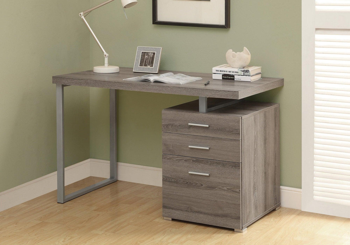 23.75" x 47.25" x 30" White Silver Particle Board Hollow Core Metal Computer Desk - AFS