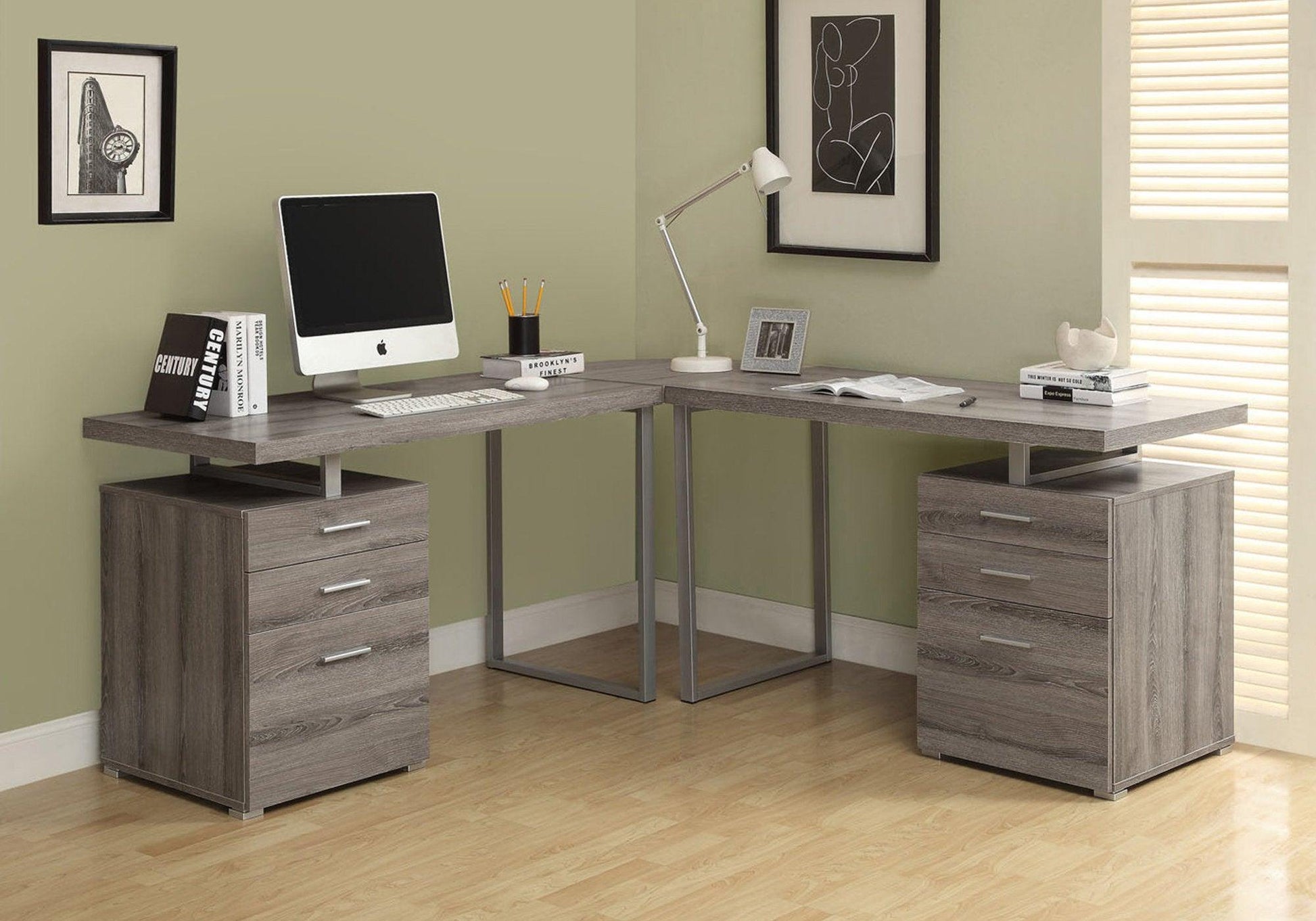 23.75" x 47.25" x 30" White Silver Particle Board Hollow Core Metal Computer Desk - AFS