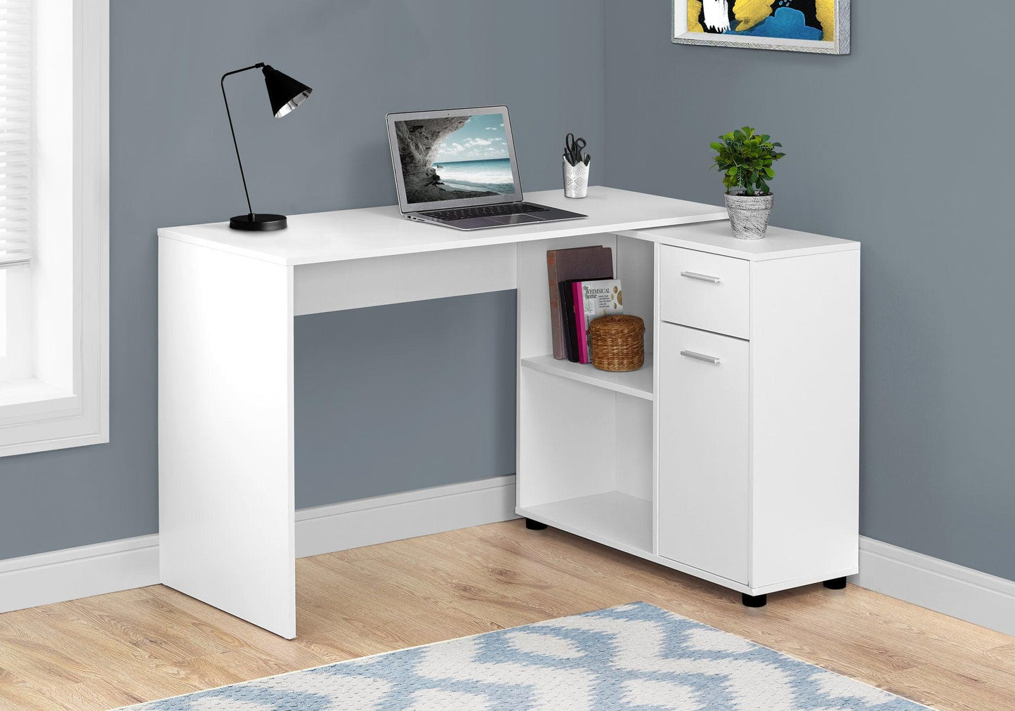 29.5" Particle Board and Laminate Computer Desk with a Storage Cabinet - AFS