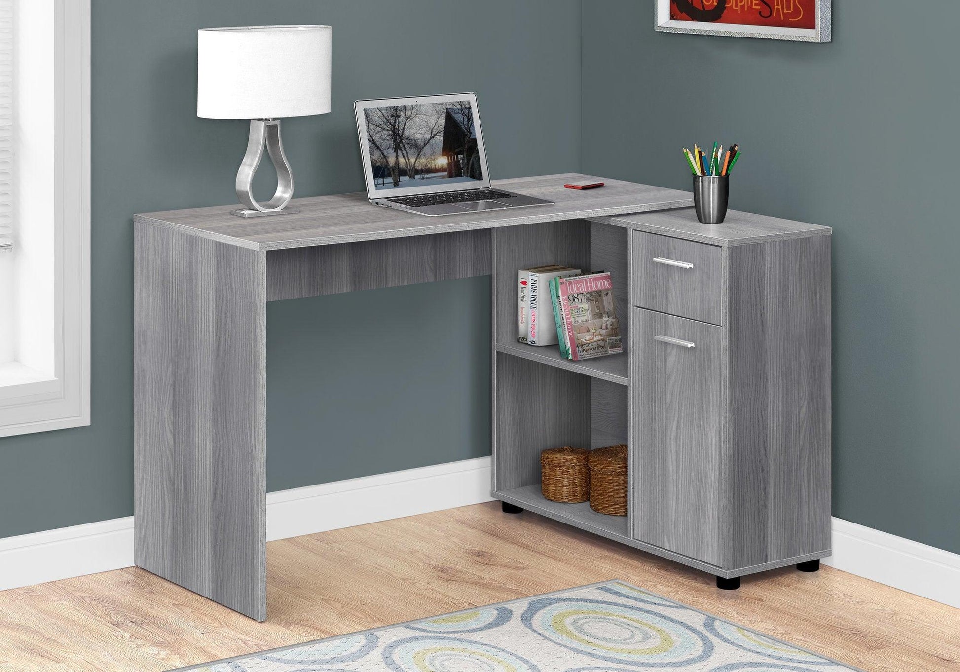 29.5" Particle Board and Laminate Computer Desk with a Storage Cabinet - AFS