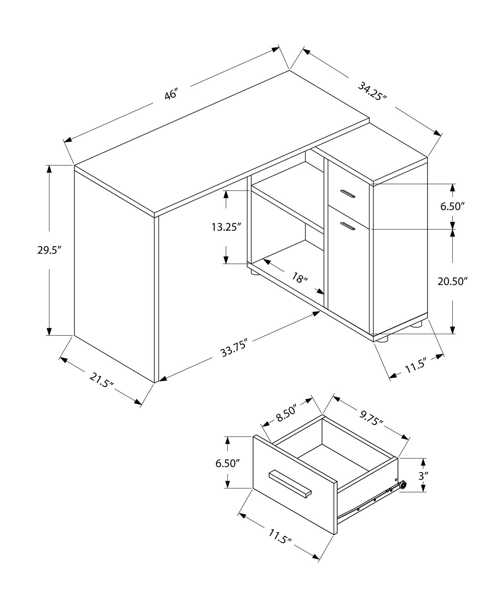 29.5" Particle Board and Laminate Computer Desk with a Storage Cabinet - AFS