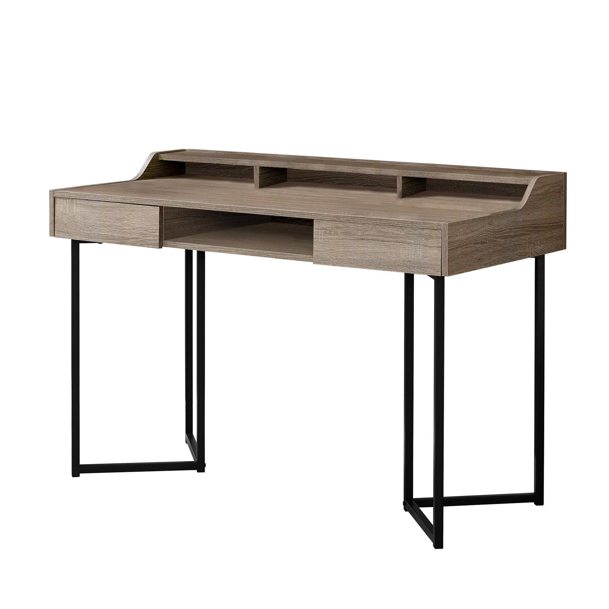 22" x 48" x 32.75" Dark Taupe Black Metal Computer Desk - AFS