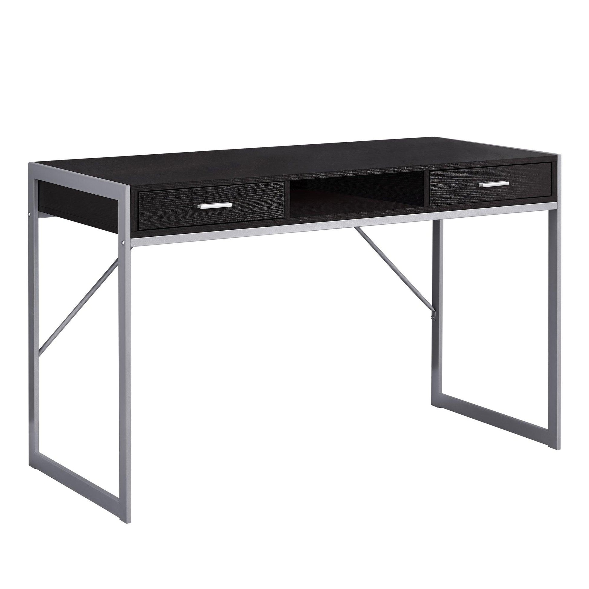 22" x 48" x 30" White Silver Metal Computer Desk - AFS